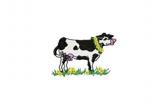Cow with Flower: A Festive Farm Embroidery Review